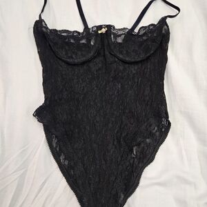 Black lace underwire teddy